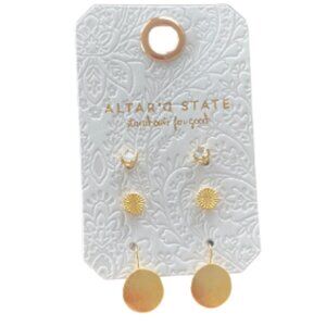 Brand New Altar'd State Gold Earrings - Set of 3